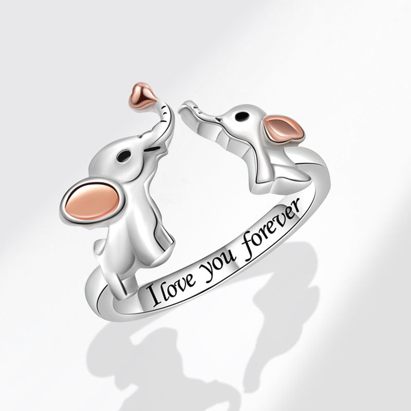 Wholesale Mother's Day Two Color Elephant Open Ring Adjustable Rings ACC-RS-YJY005