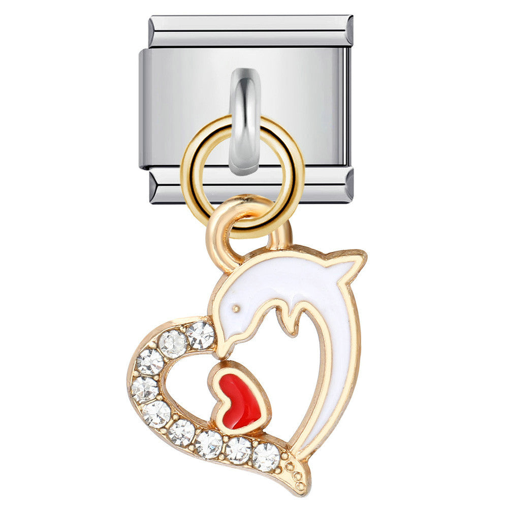 Wholesale  Italian Module Bracelet Pendant Series  Single Hook Titanium Steel Elastic Charms