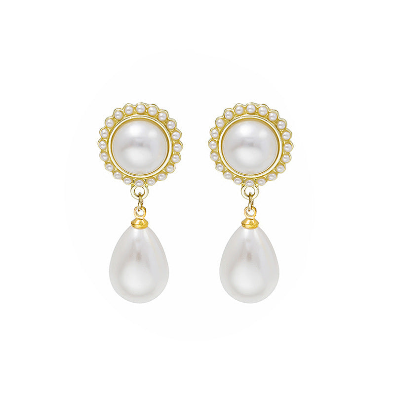 Wholesale pearl light luxury elegant silver needle steel needle alloy earrings ACC-ES-MDD007