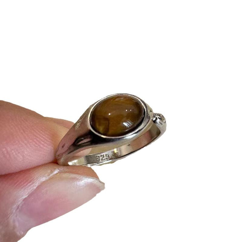 Wholesale Maillard Tiger Eye Stone Flower Ring