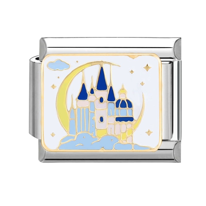 Wholesale Italian Charm Bracelet 9mm DIY Splicing Removable Plant Castle Stainless Steel Composable Bracelet