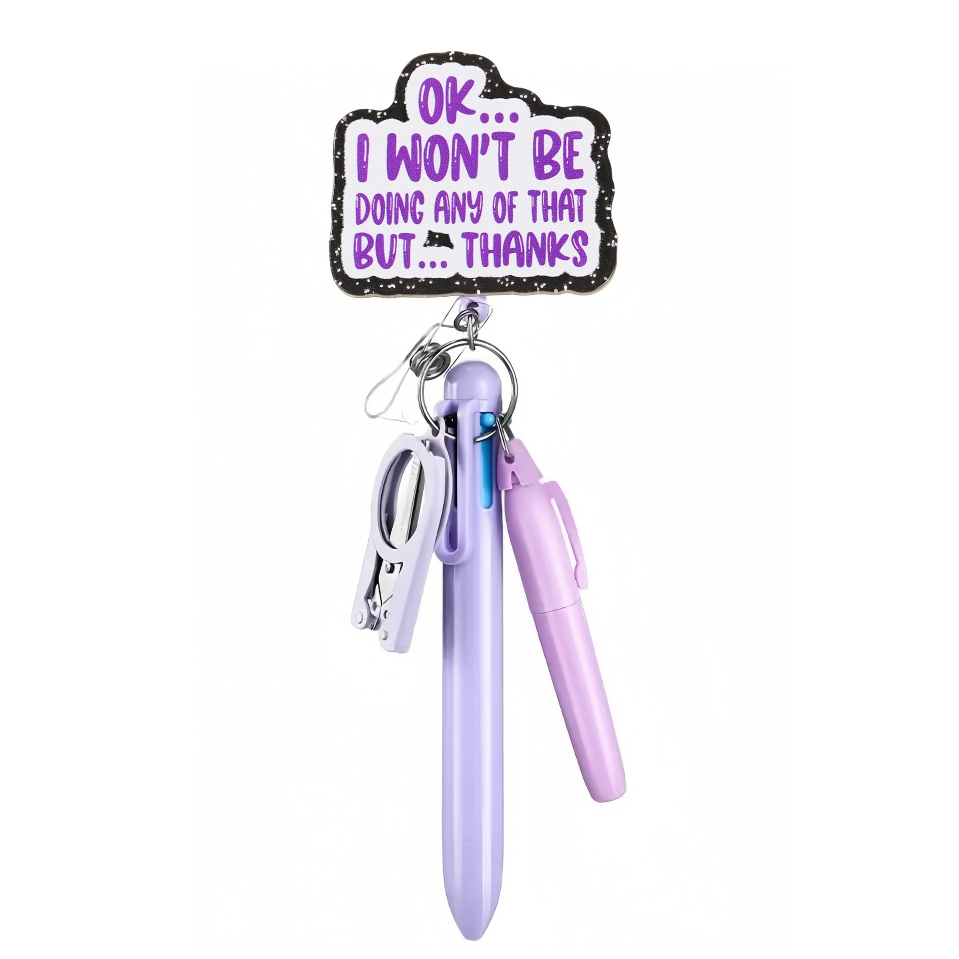 Wholesale Macaron Nurse Pen Set Series Acrylic Retractable Rotating Badge Keychain