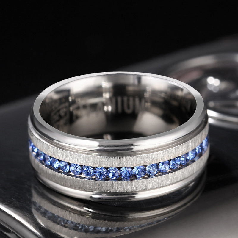 Wholesale Titanium Steel Blue Diamond Ring Pinky Ring Men's Rings ACC-RS-GouYa006