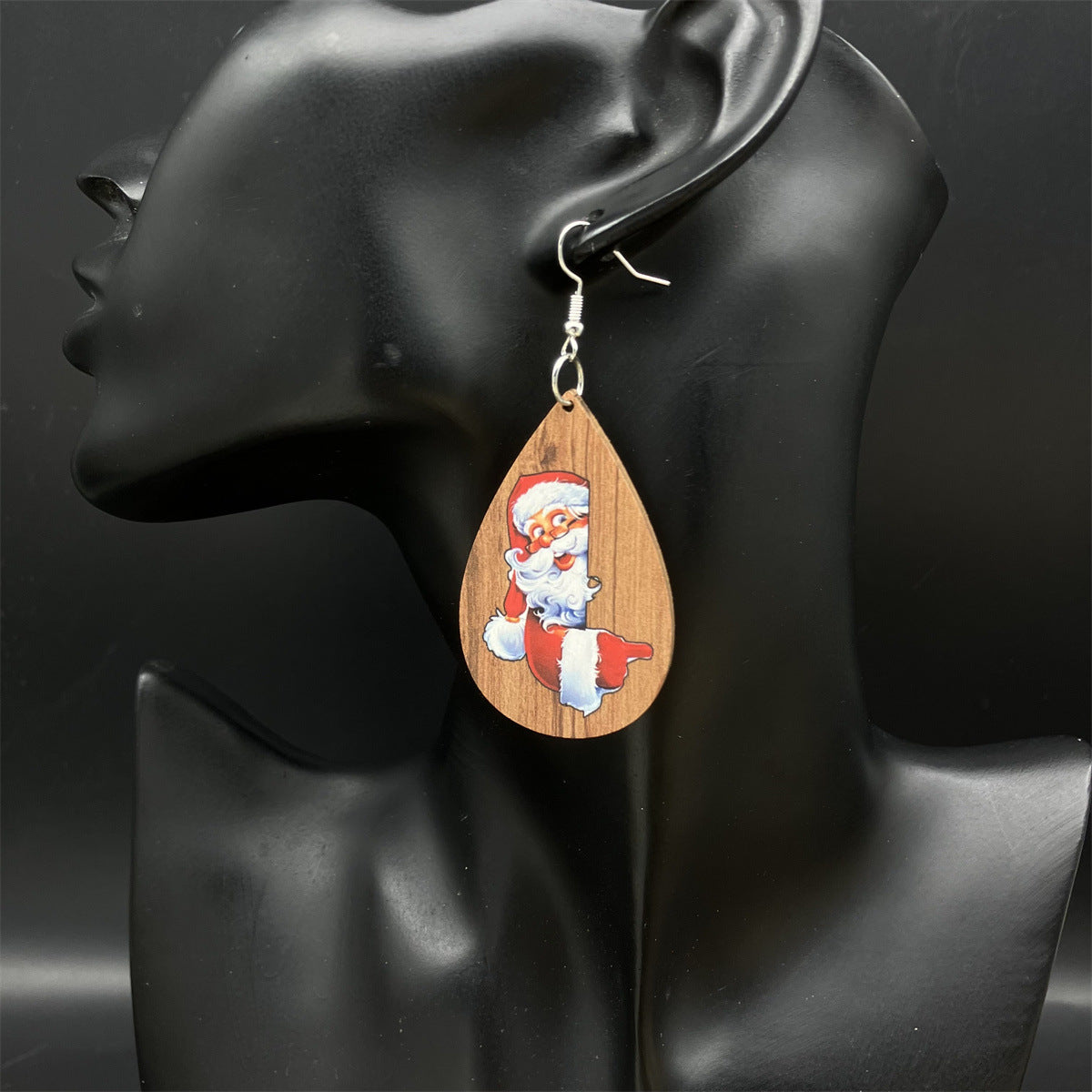 Wholesale Christmas Santa Claus Fungus Ornaments Wood Earrings ACC-ES-FX064