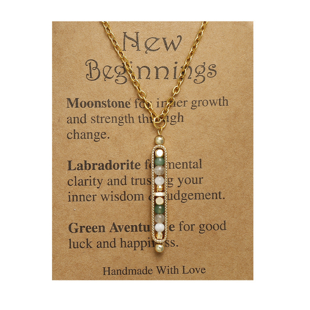Wholesale Handmade Stone Pendant Necklace Stainless Steel Chain Jewelry Accessory for Women Boutique Resale