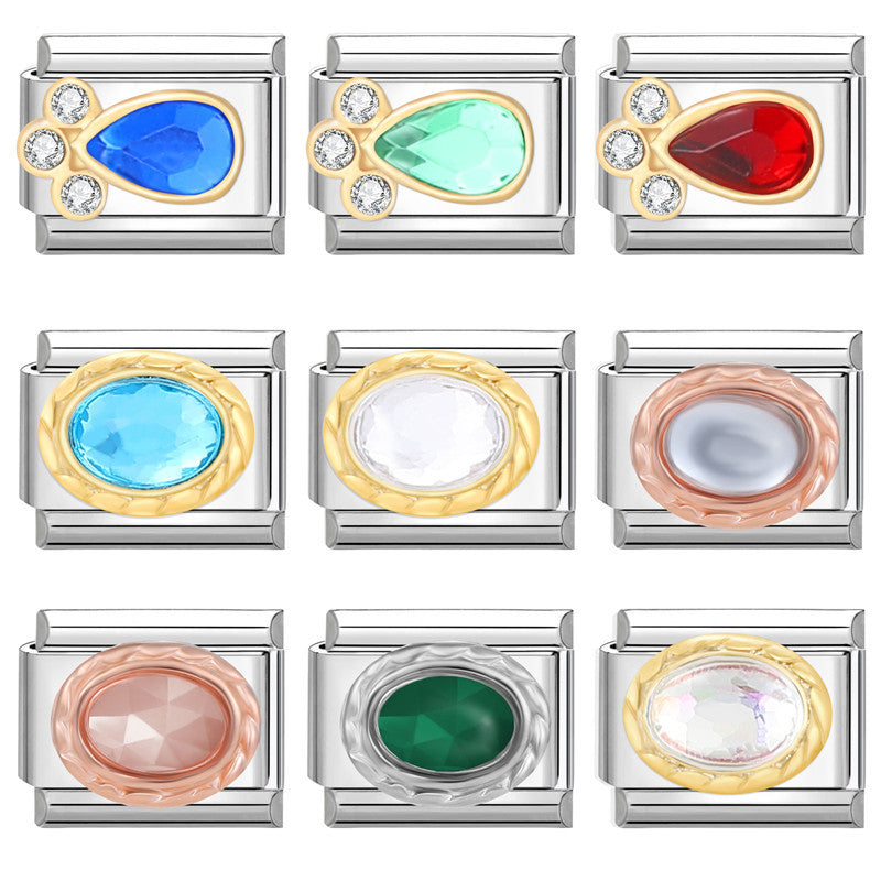 Wholesale Italian modular bracelet 9mm DIY splicing detachable simple pattern stainless steel combinable bracelet