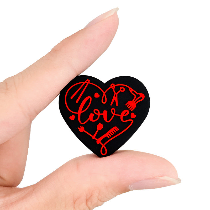 Wholesale of 10PCS Love Hair Salon Food Grade Silicone Beads ACC-BDS-WDX028