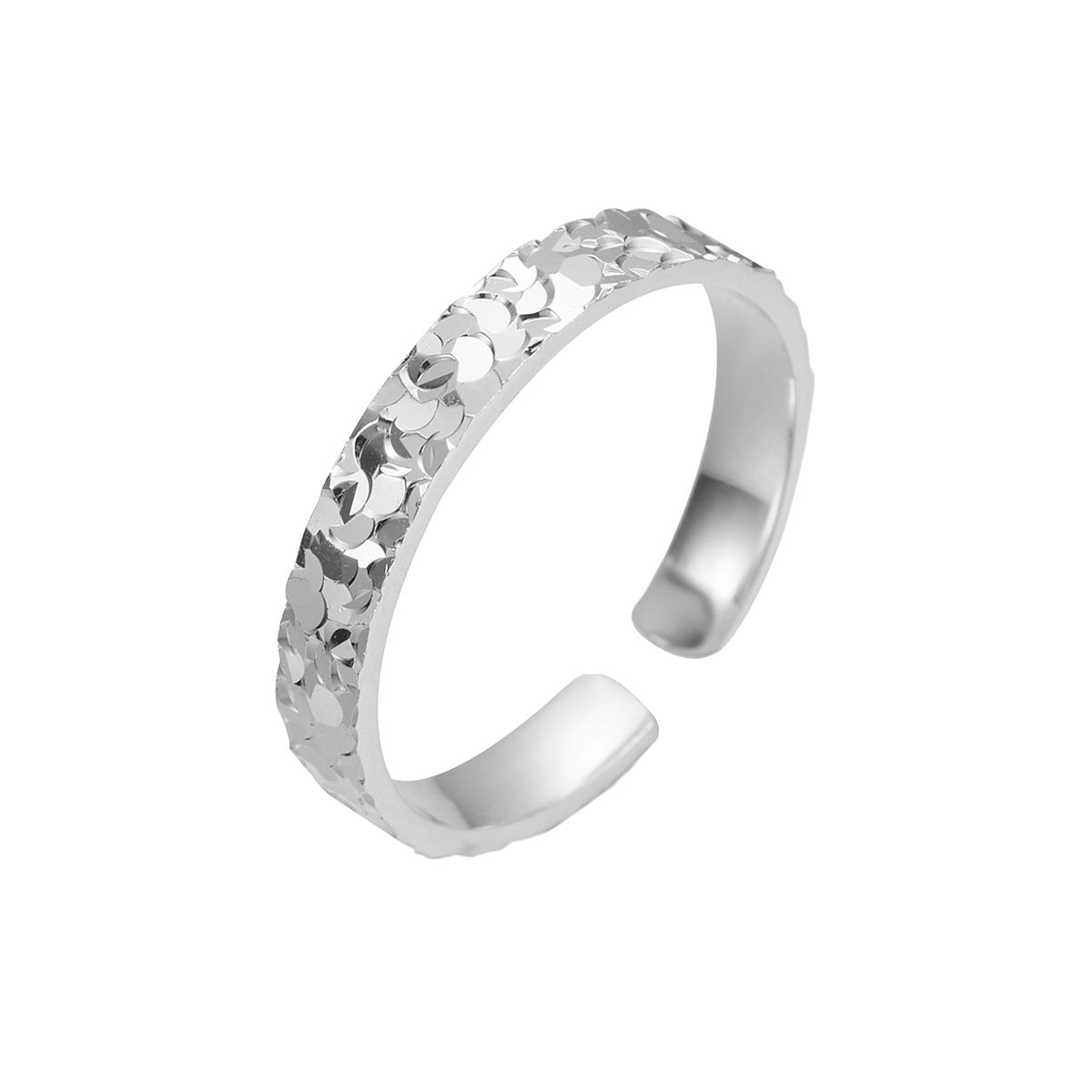 Wholesale Crushed Ice Hammered Silver Ring Adjustable Unisex Couple Jewelry Fashion Accessory Gift For Boutique Resale