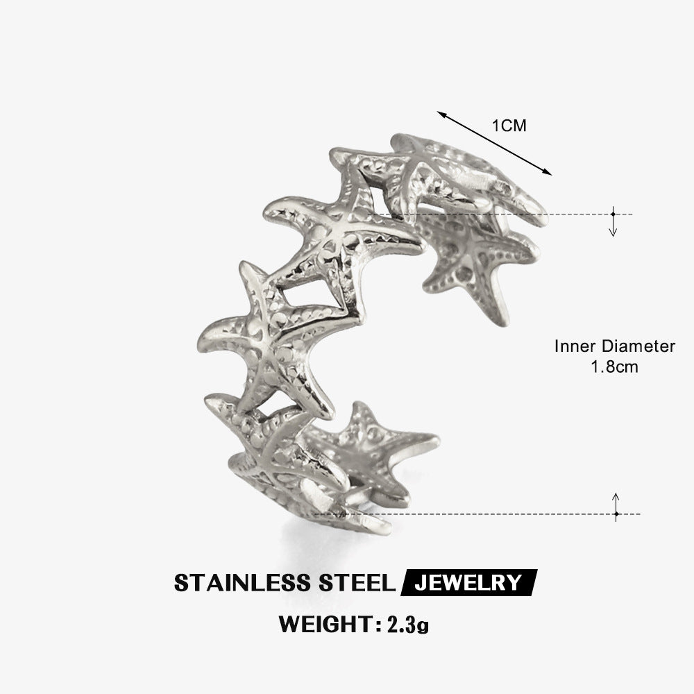 Wholesale Starfish Gold-Plated Stainless Steel Ring Fashion Accessory Gift