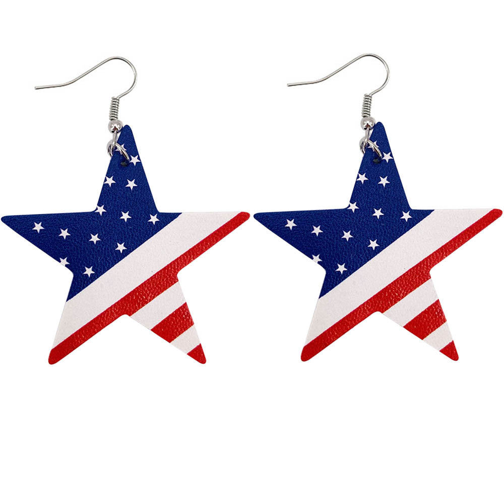 Wholesale American Independence Day Leather Earrings ACC-ES-CY022