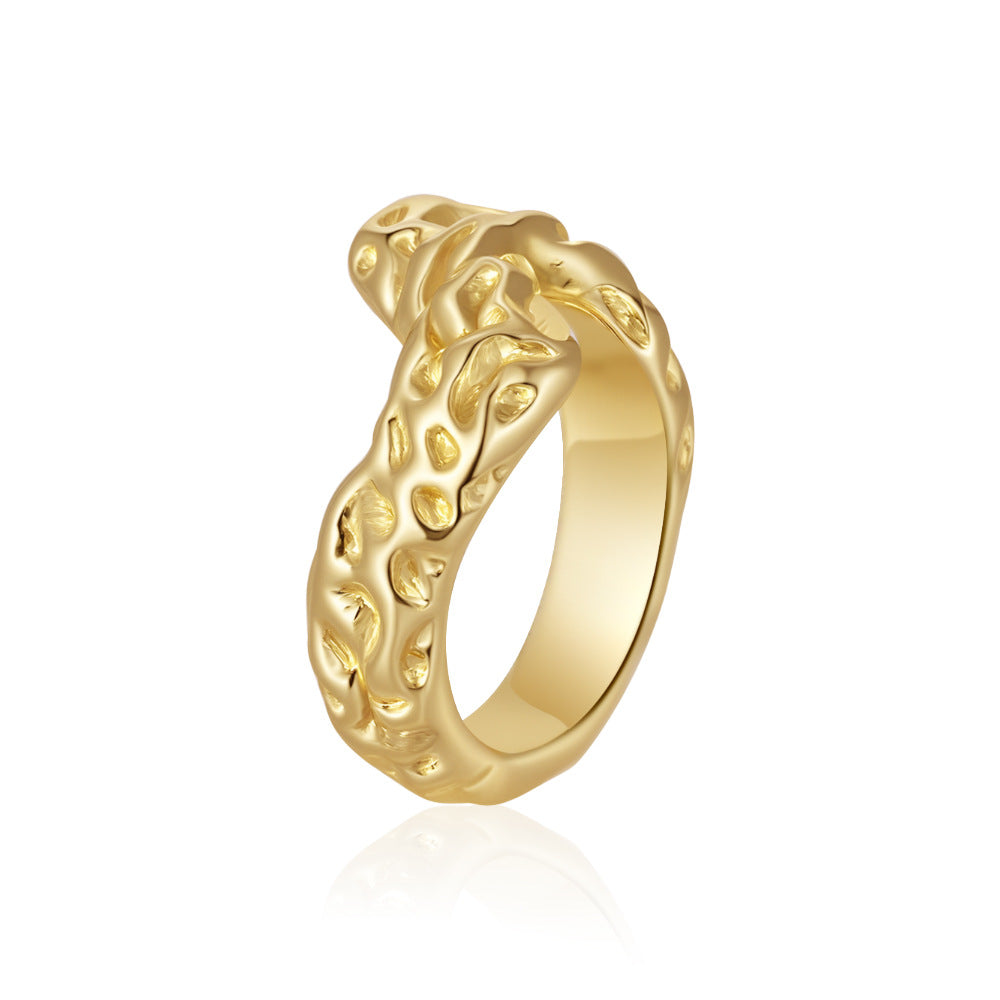 Wholesale Women' s Gold Plated Stainless Steel Cube Ring,  Trendy Boutique Resale Jewelry