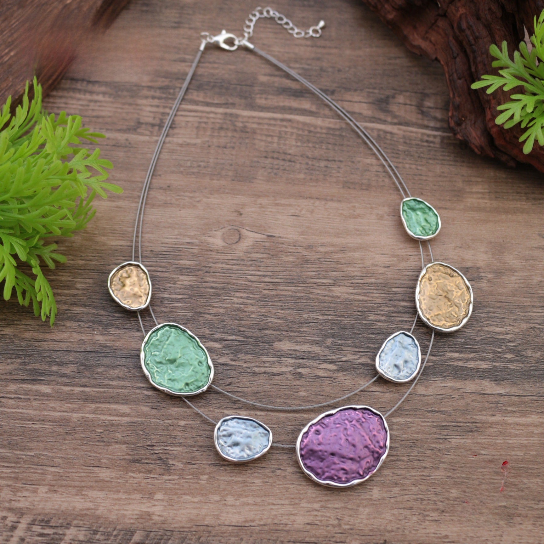 Wholesale  Colorful Round Irregular Alloy Necklace Drip Oil Exaggerated Shape Necklaces