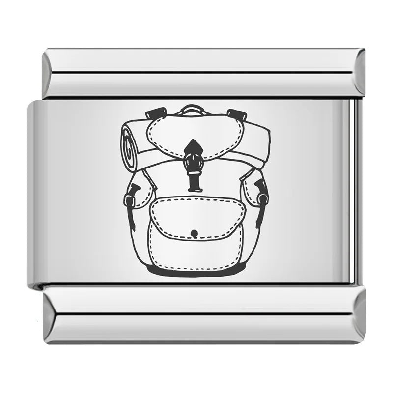 Wholesale Italian Charm Bracelet 9mm DIY hat and backpack pattern  Creative Stainless Steel Composable Bracelet