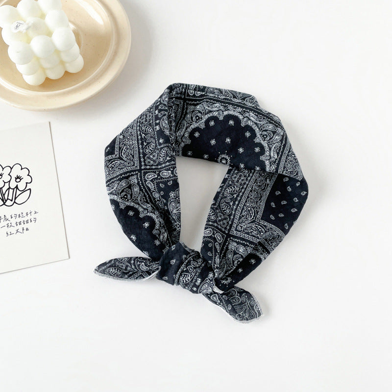 Wholesale Cotton blue cashew scarf small square scarf