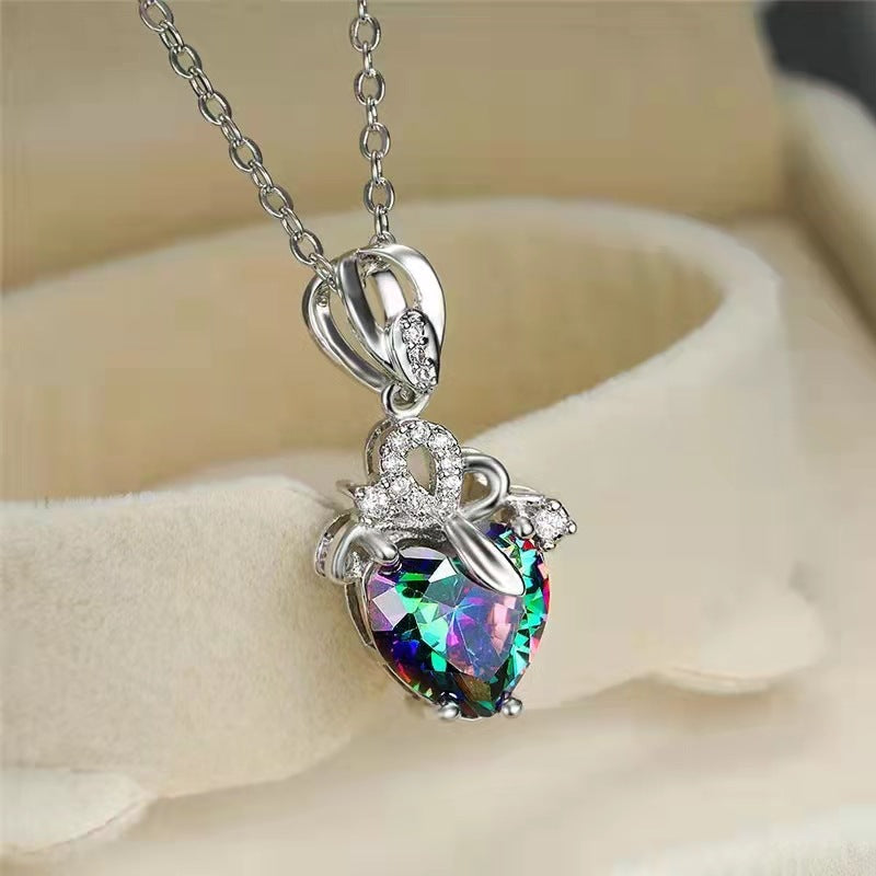 Wholesale Alloy Heart-shaped Diamond Necklace ACC-NE-JYS002
