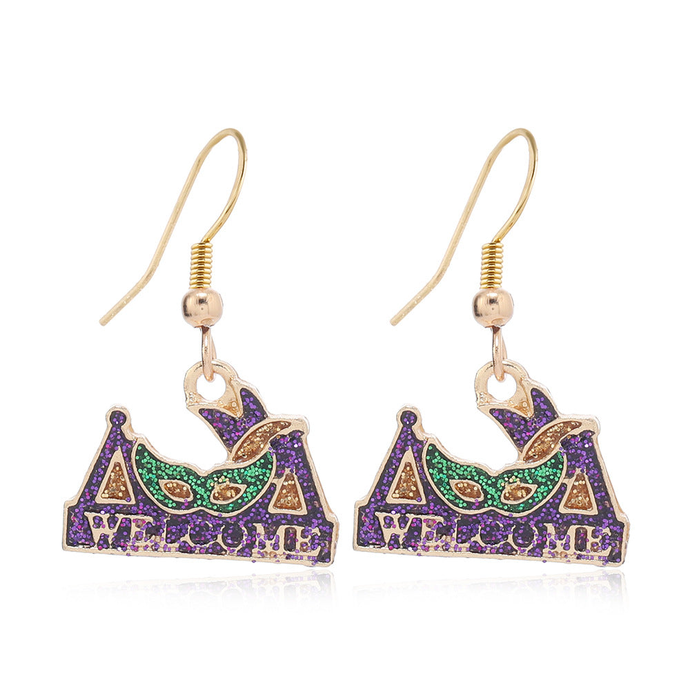 Wholesale Carnival Earrings Glittering Iris Mask Umbrella Dangles