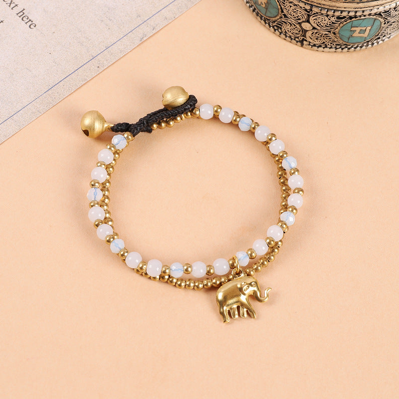 Wholesale Hand Woven Ethnic Bohemian Double Beaded Bells Retro Bracelet ACC-BT-Luox005