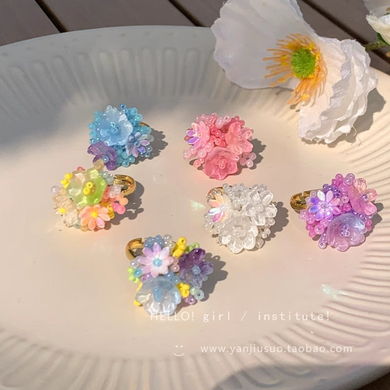 Wholesale Hydrangea flower light luxury high-end colorful ring