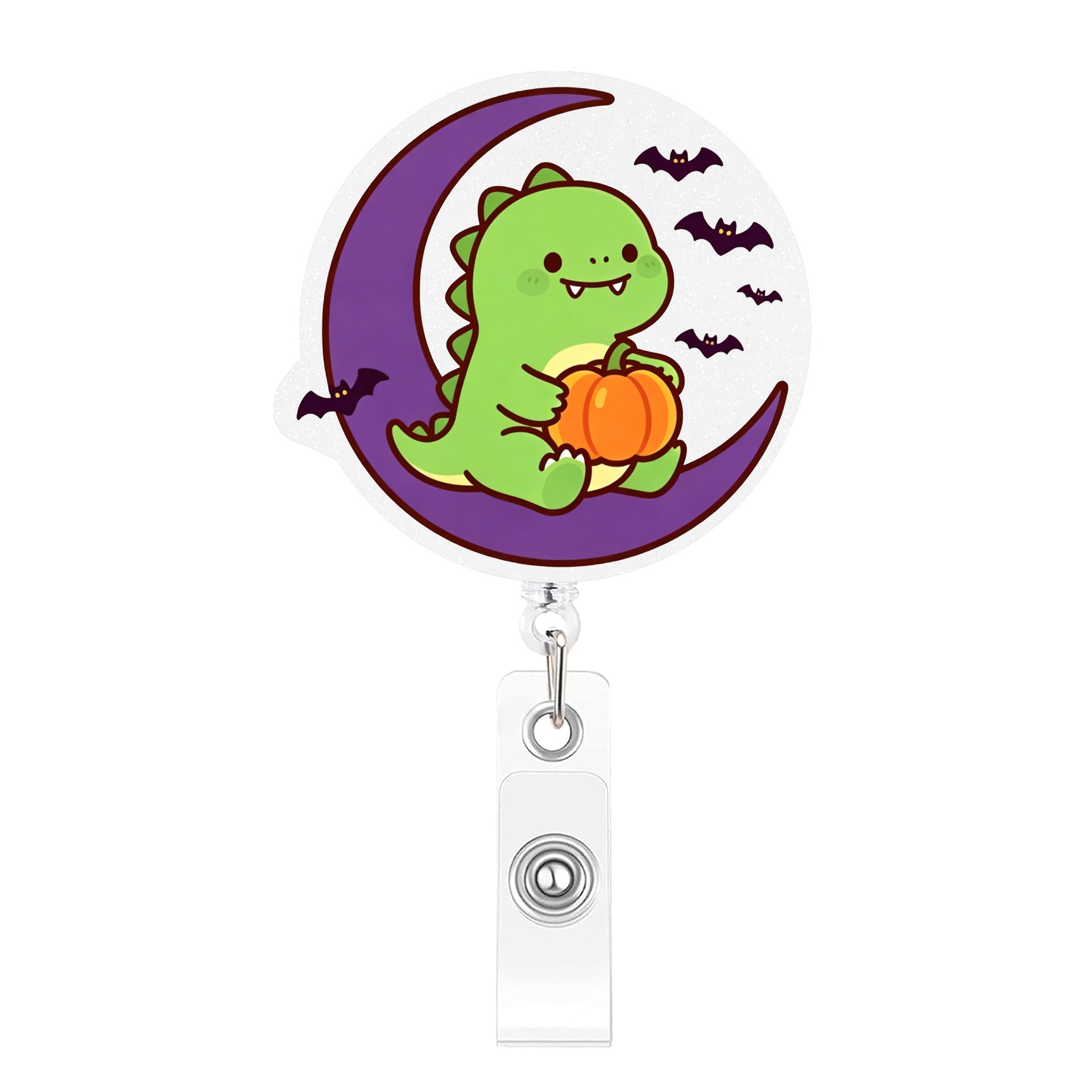 Wholesale Cartoon dinosaur -themed acrylic pull-tab retractable ID card holder pendant,  cute and creative office decoration.