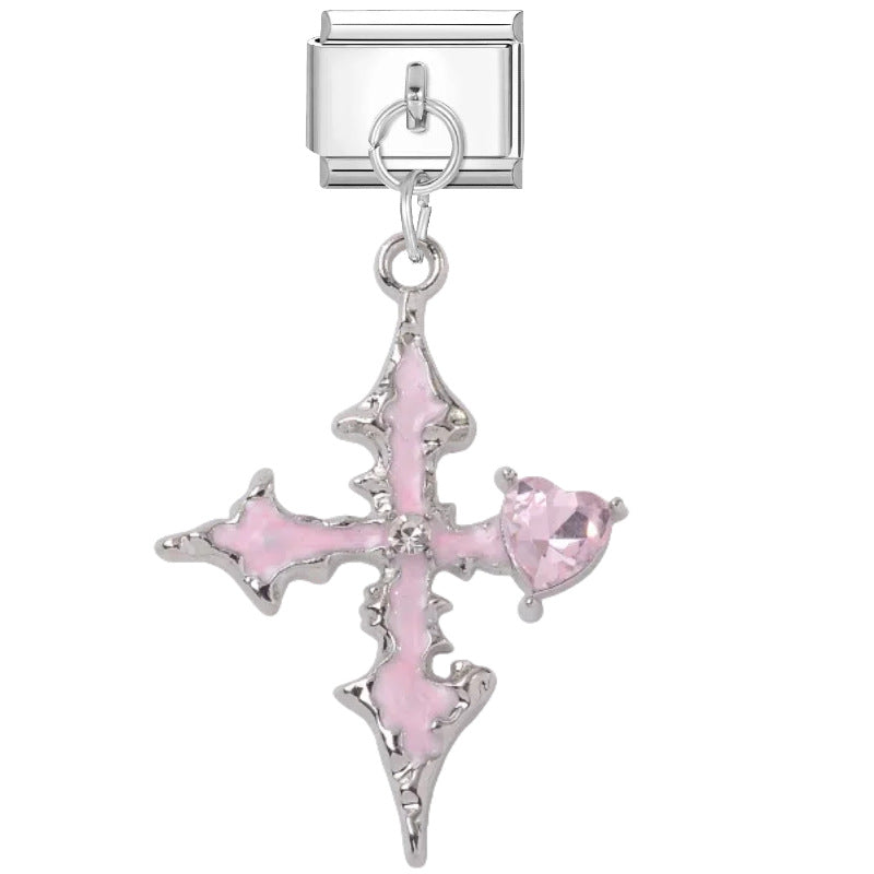 Wholesale Stylish DIY Bracelet Kit Titanium Steel Purple Pink Butterfly Star Charms Jewelry Accessory