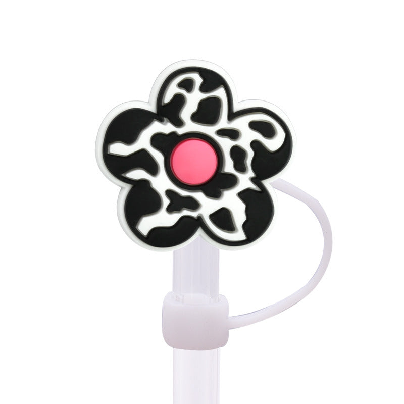 Wholesale Random 100pcs Leopard Series 8/10mm PVC Soft Straw Tube Cap