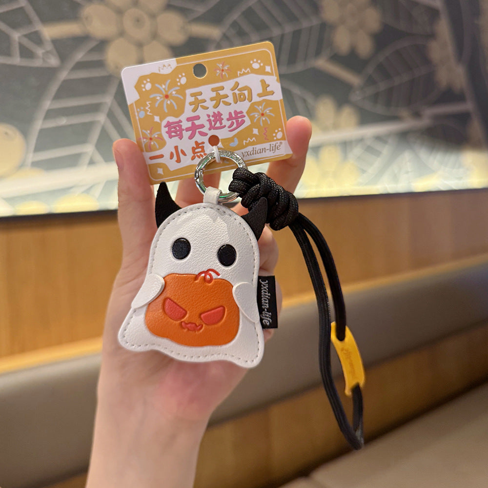 Wholesale Creative PU Leather Pumpkin Lantern Keychain Cute Ghost Bag Charm  Party Gift