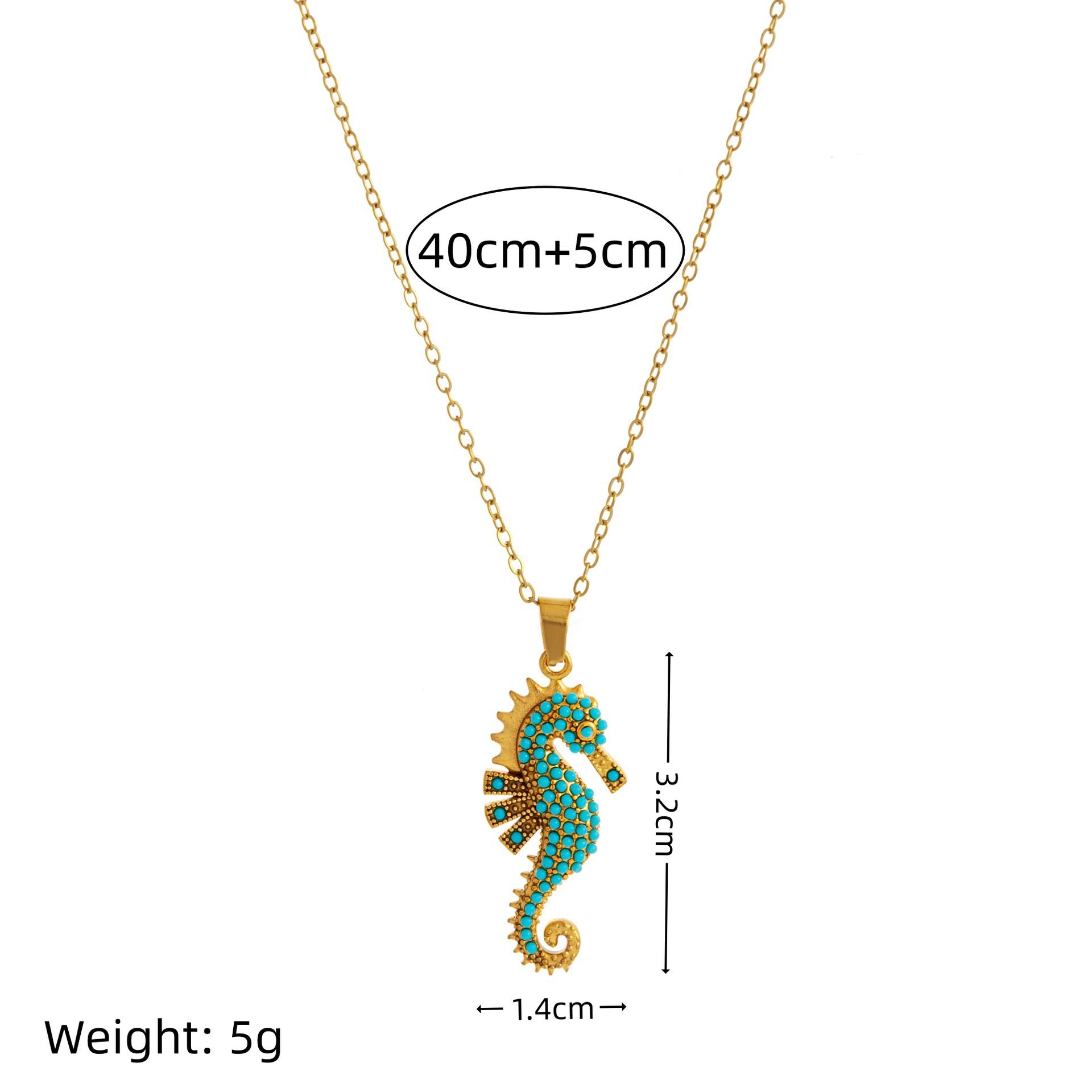 Wholesale Stainless Steel Blue Seahorse Pendant Electroplated Stylish Necklace Fashion Accessory For Everyday Wear And Boutique Resale