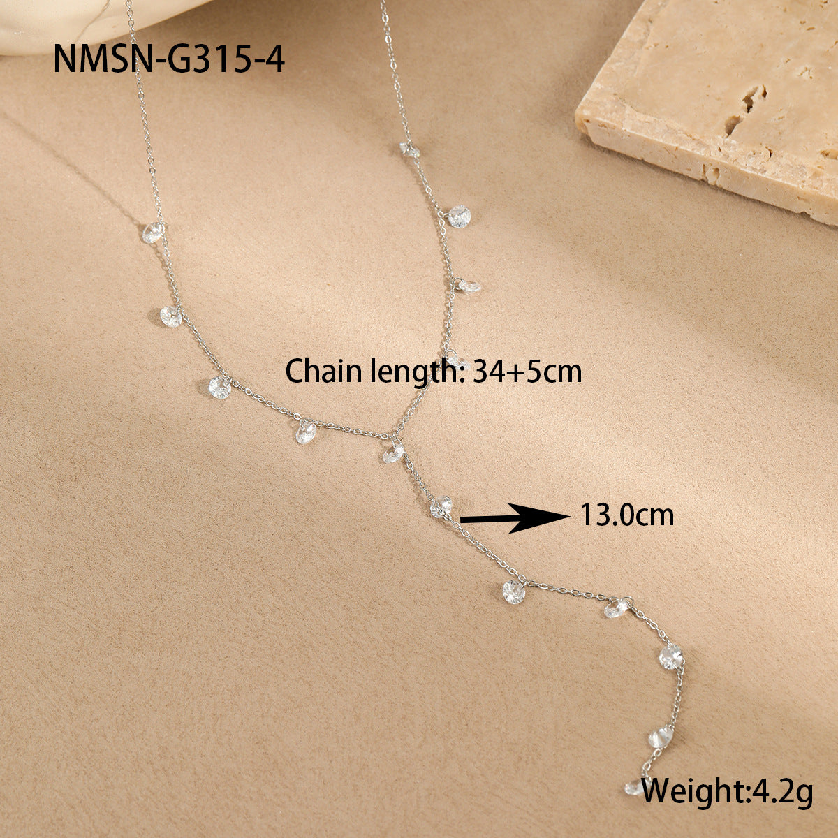 Wholesale Stainless steel  18K Gold Color Zircon Dopamine Necklace Y Chain