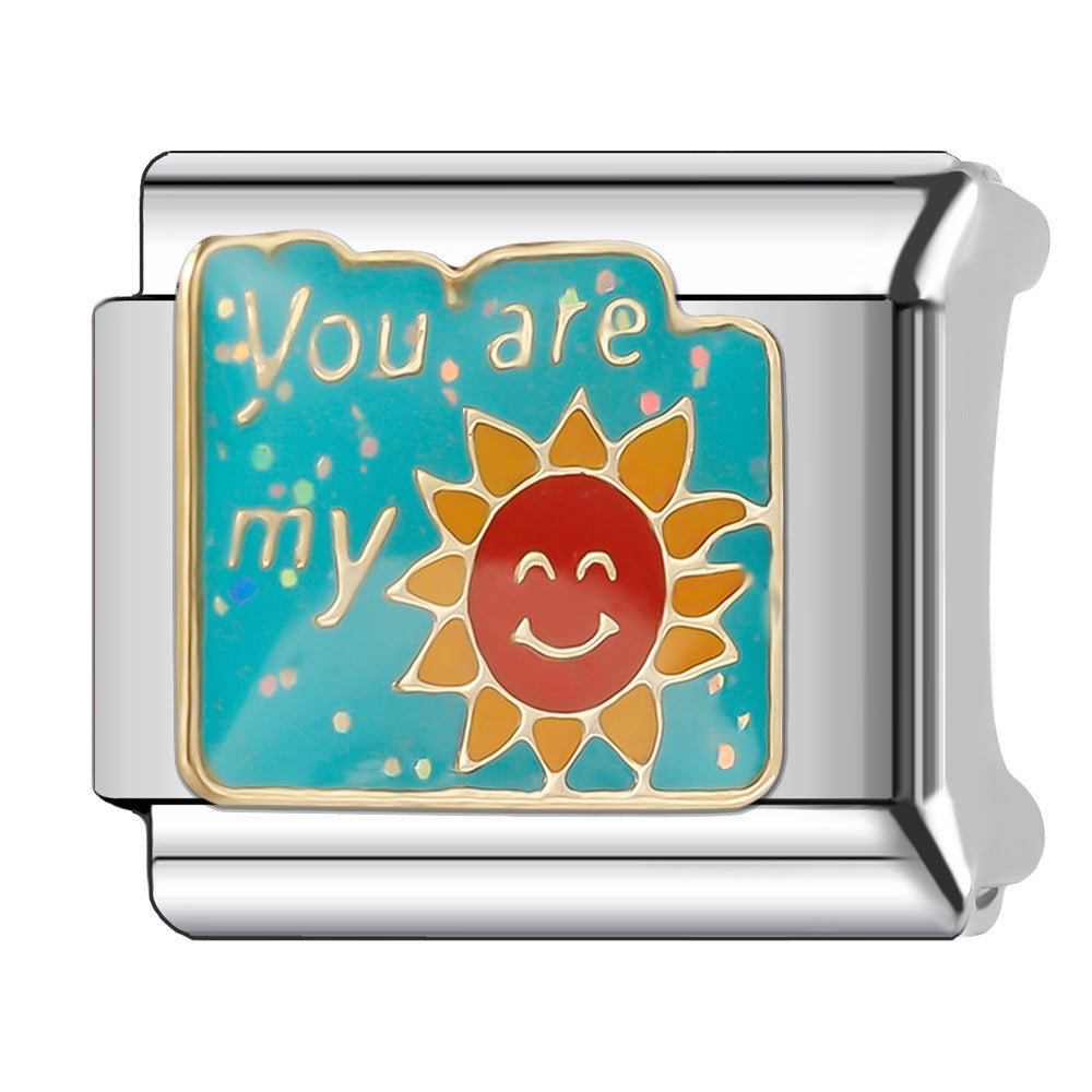 Wholesale Italian Charm Bracelet 9mm DIY Splicing English Series Stainless Steel Composable Bracelet