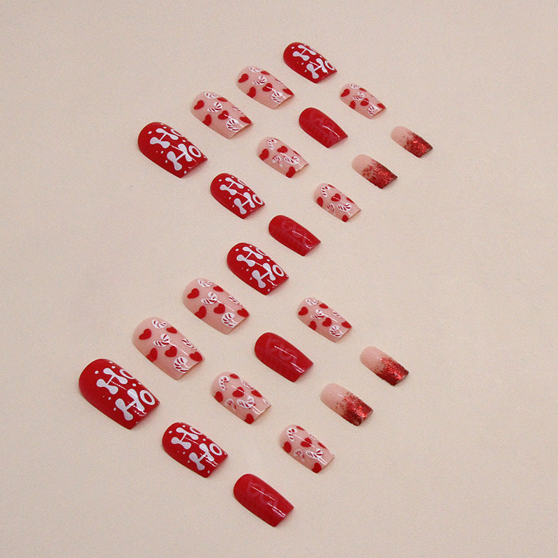 Wholesale 24 Pieces/box Red Christmas Love Nails Kits Nail Stickers ACC-NS-QiHeng007