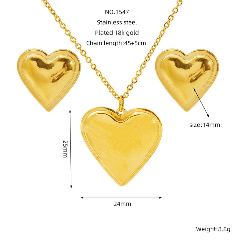 Wholesale  stainless steel jewelry suit  love earring necklace clavicle chain jewelry