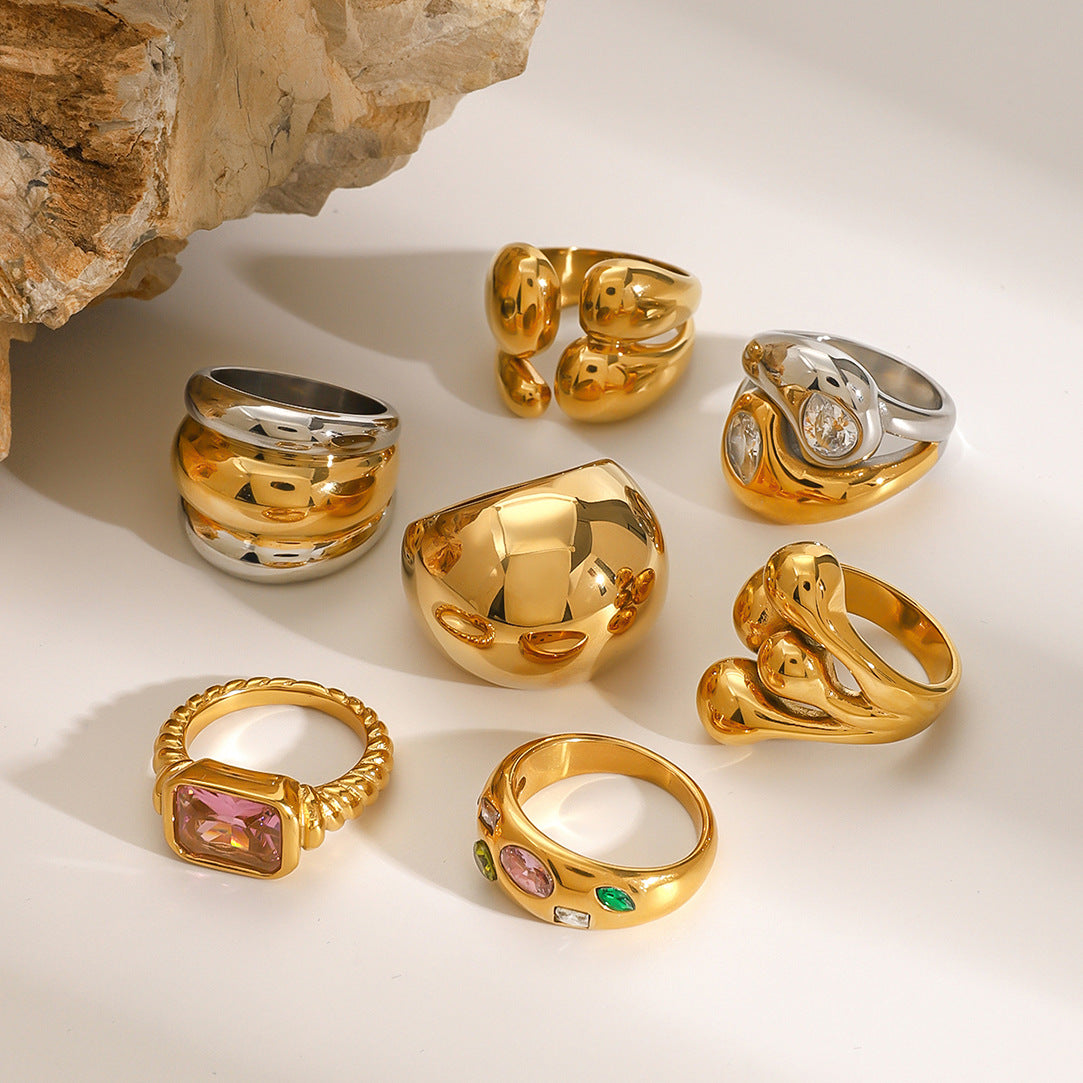 Wholesale Stainless Steel Zircon Retro Ring