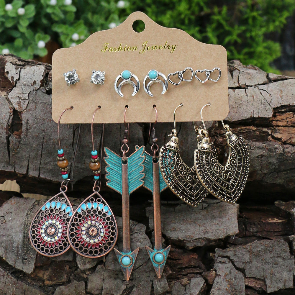 Wholesale Retro Owl Earrings Set 6 Pieces Alloy Electroplated Boutique Resale