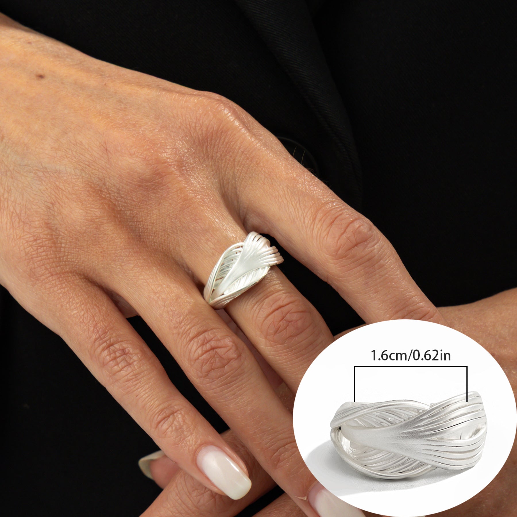 Wholesale Frosted Matte Heart Wide-Brimmed Ring Open Ring
