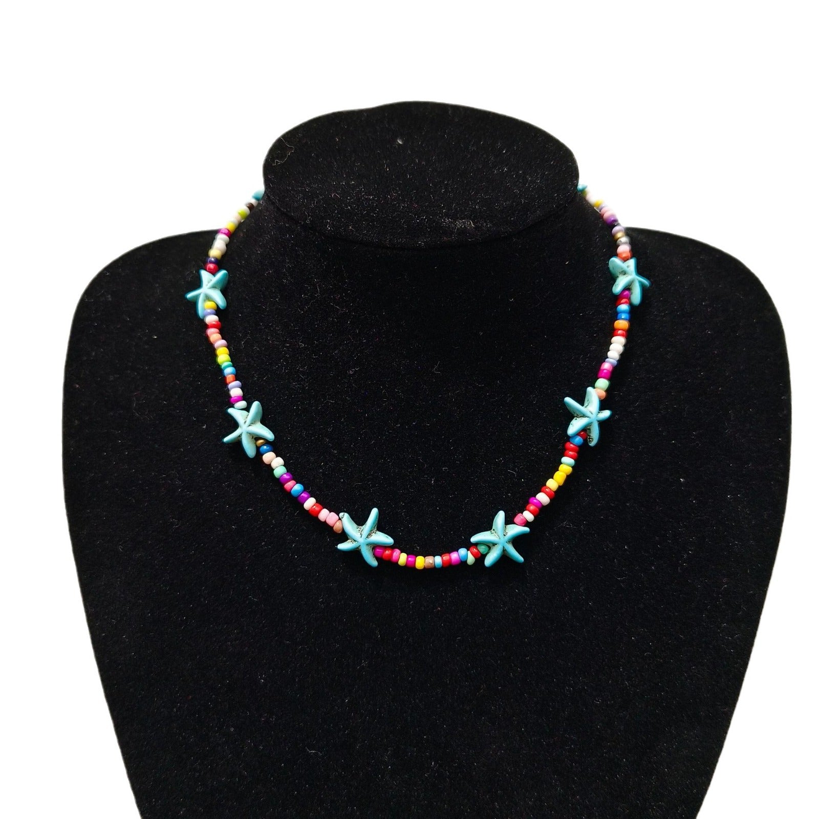Wholesale  All-match Starfish Pendant Rice Beaded Necklace