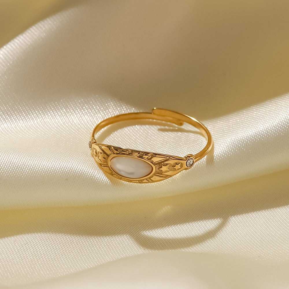 Wholesale Star Zircon Stainless Steel Open Ring Chic Fashion Accessory for Women Gift Boutique