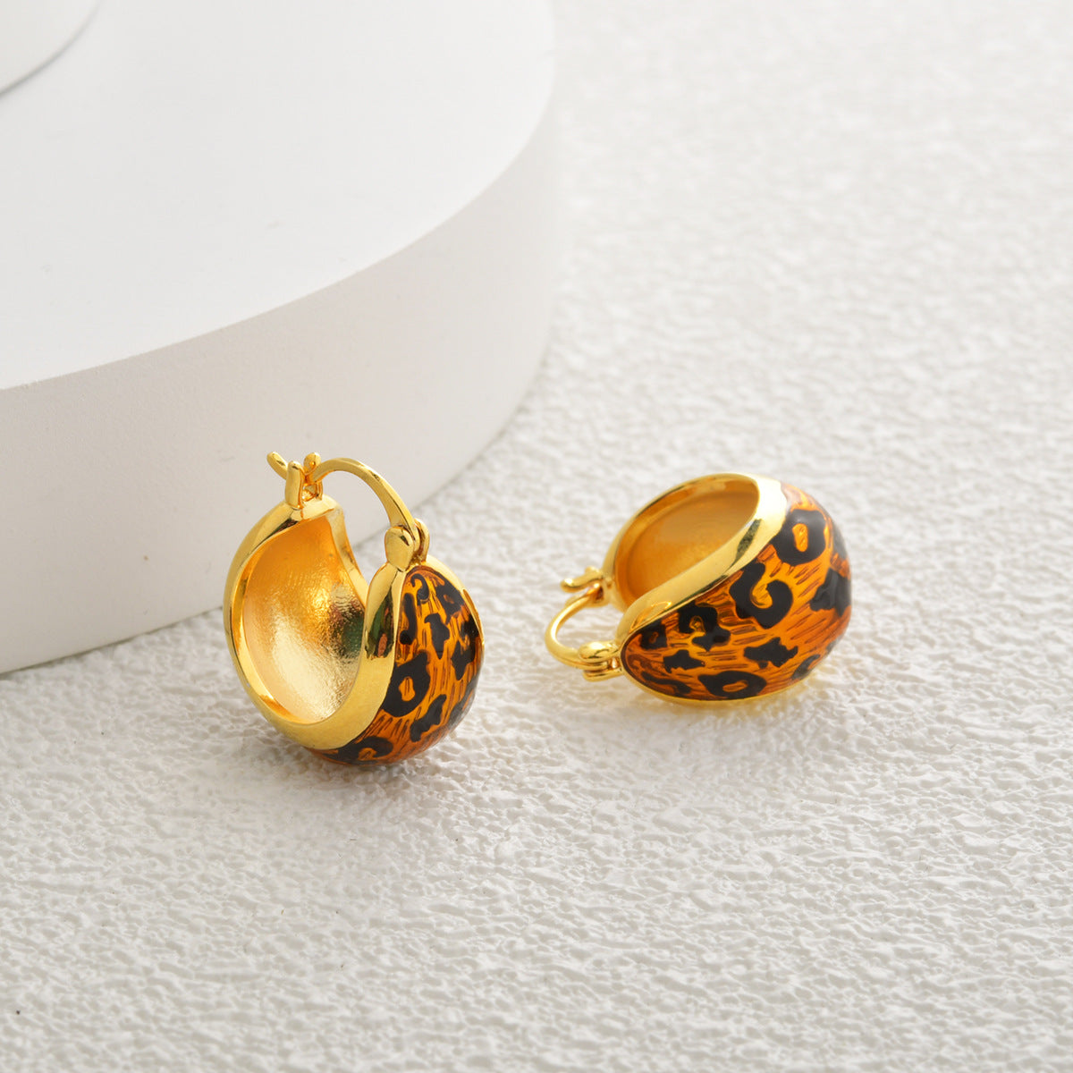Wholesale Oil Dripping Leopard Print Earrings