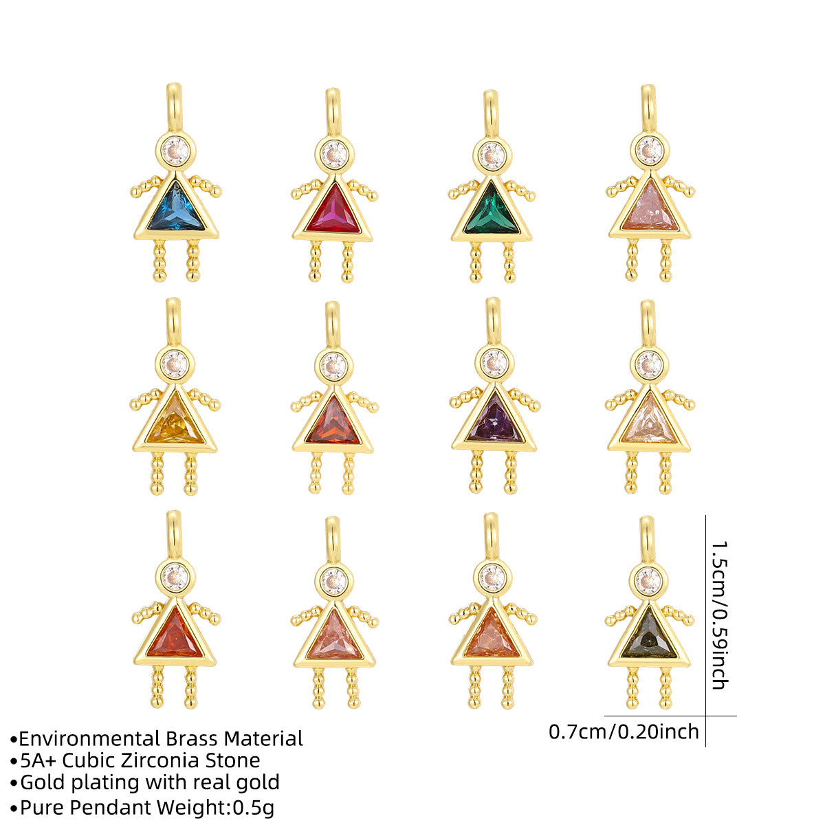 Wholesale Copper Plated 18K Gold Cartoon Birthstone Pendant Necklace,  Trendy Jewelry Accessory for Girls