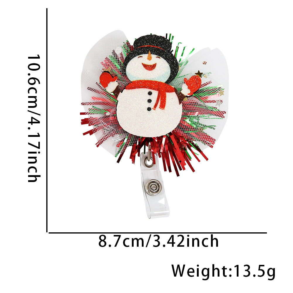 Wholesale Christmas Glitter Cartoon Snowman Elk Badge Reels Keychains ACC-KC-ZhouHao002