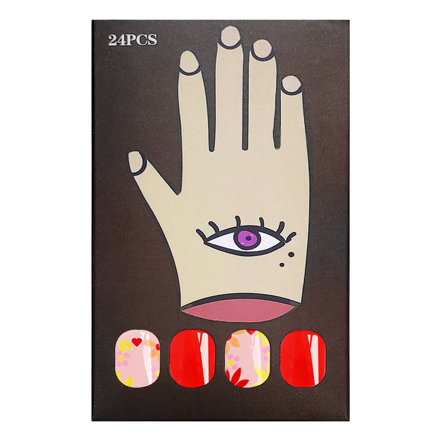 Wholesale 24 Pieces/box Flower Simple Press-on Nails Kits Nail Stickers ACC-NS-GuaiXL101