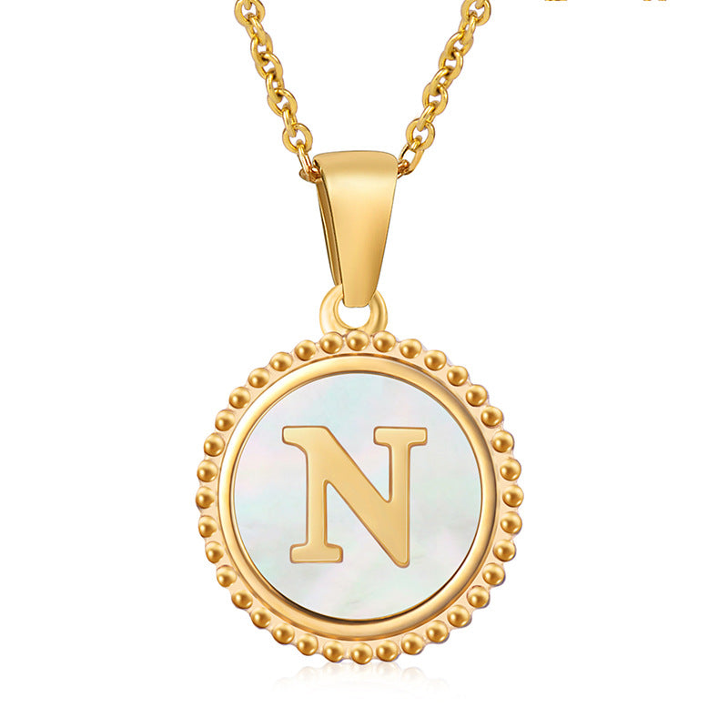 Wholesale 18K Stainless Steel Necklace Shell Letter Necklace ACC-NE-ZhongY012