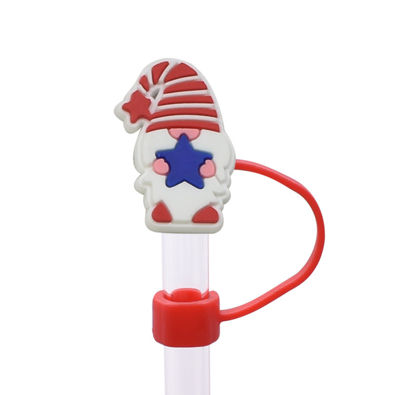 Wholesale Random 100pcs Independence Day Series PVC Soft Straw Tube Cap