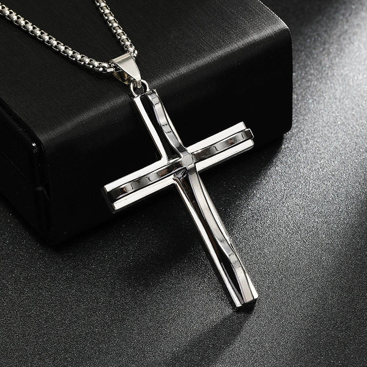 Wholesale Titanium Steel  Cross Necklace  Hip-Hop All-Match Pendant Necklaces