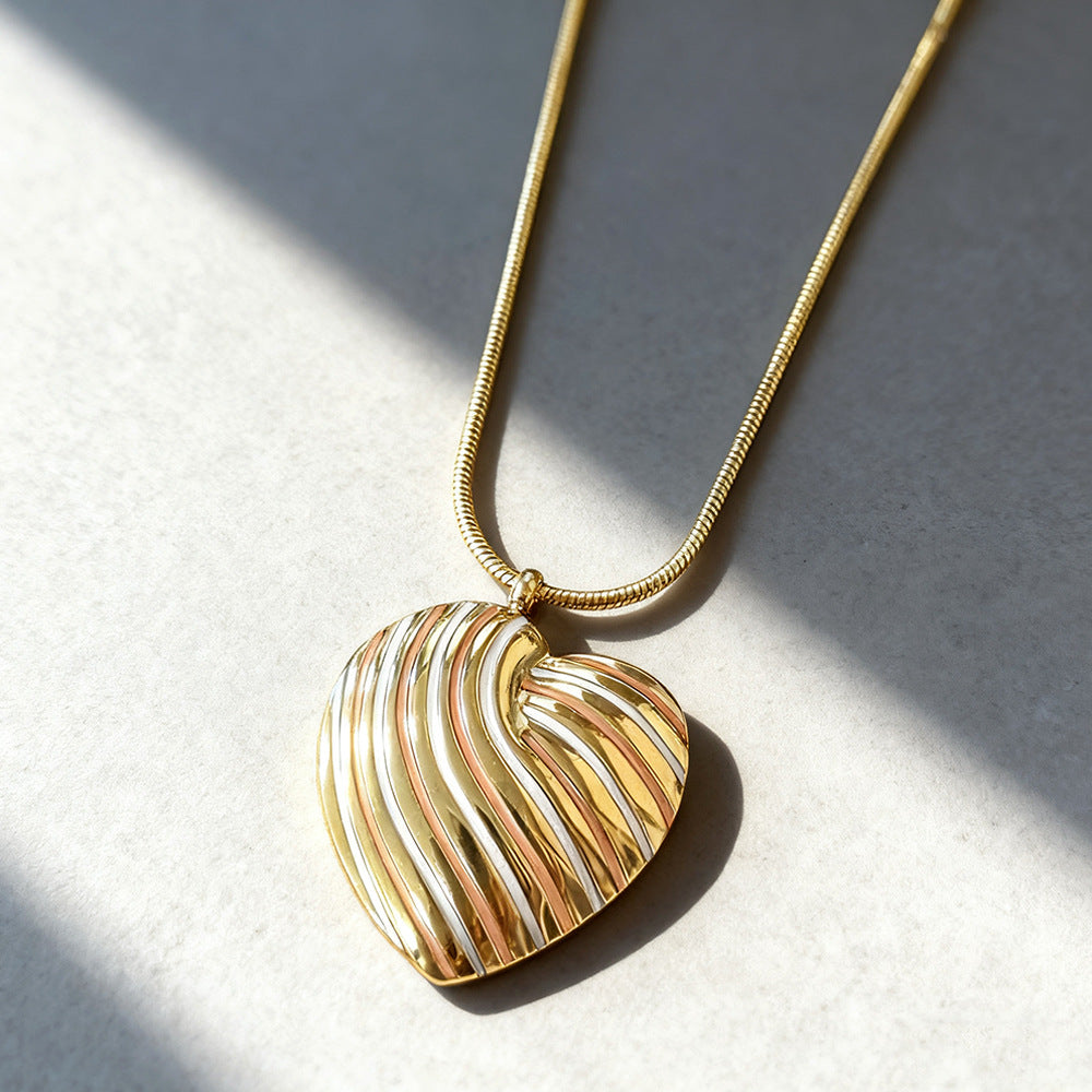 Wholesale oil-paint stainless steel heart necklace