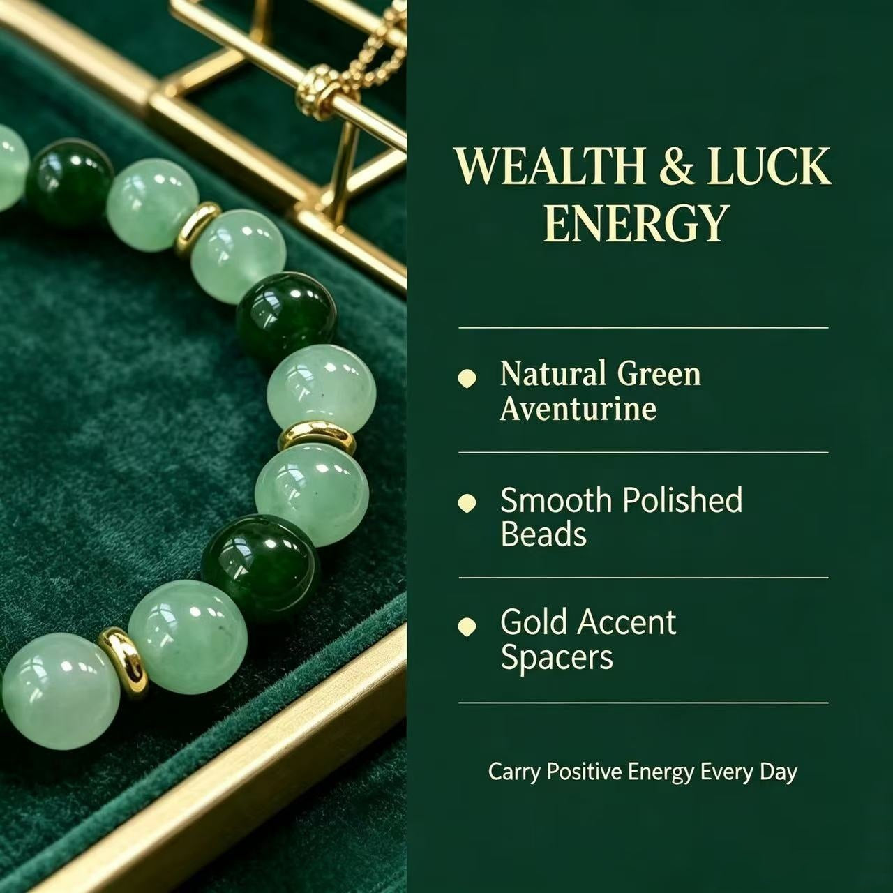Wholesale Trendy Green Glass Stone Bead Bracelet Two Tone Green Unisex Fashion Jewelry Accessory For Resale
