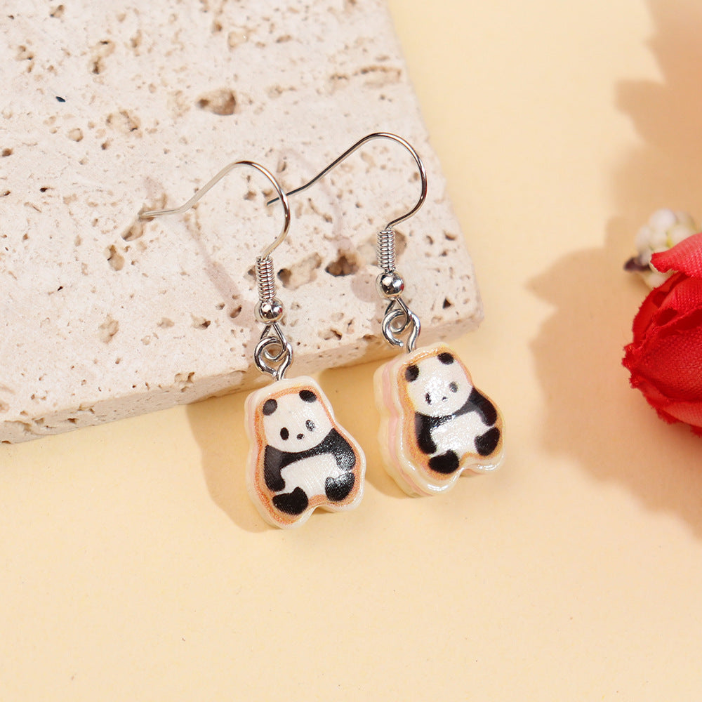 Wholesale Mini Sandwich Panda Food Play Cookie Earrings