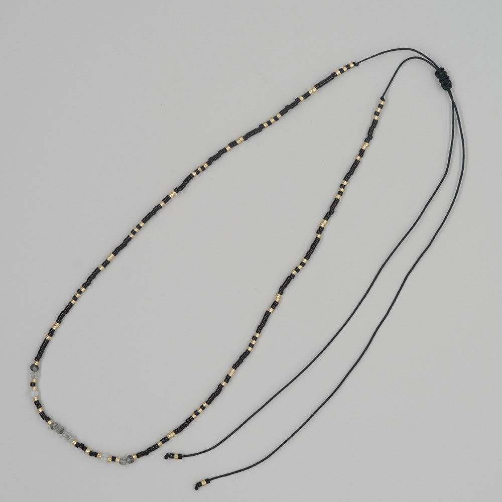 Wholesale personalized all-match jewelry colorful rice beads natural stone beaded necklace