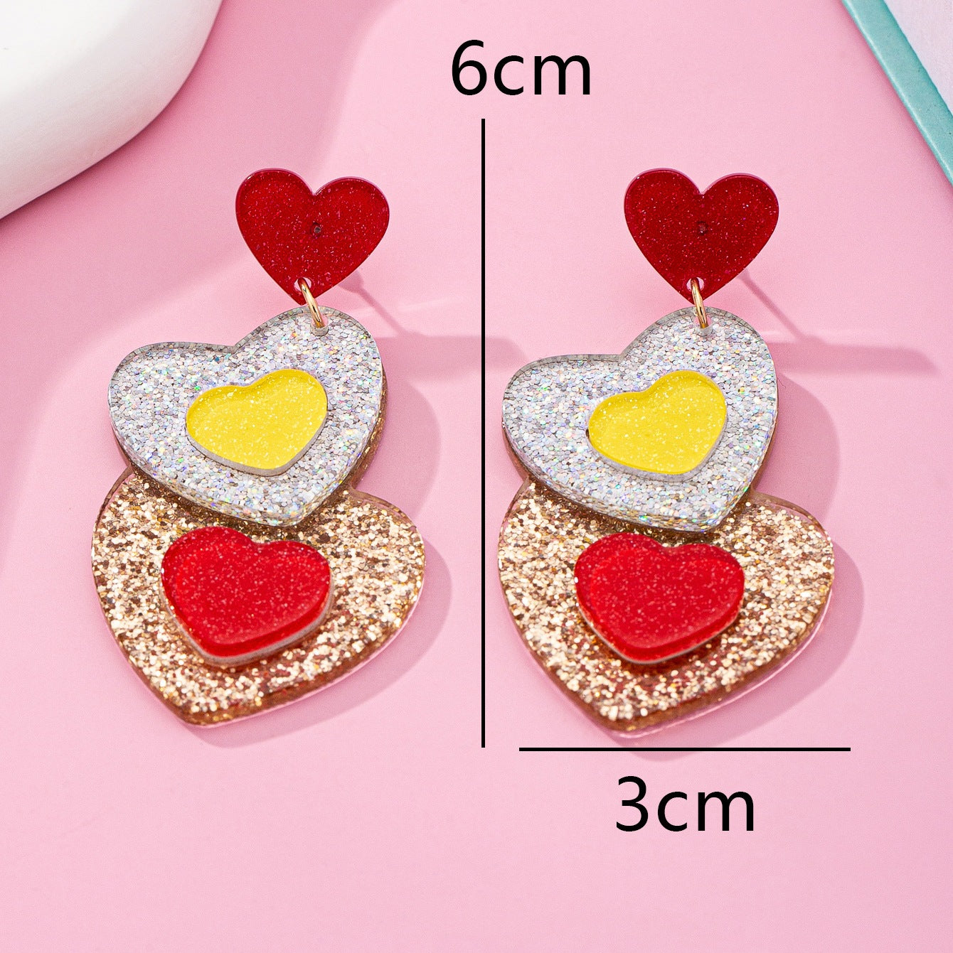 Wholesale  acrylic color love earrings Valentine's Day jewelry
