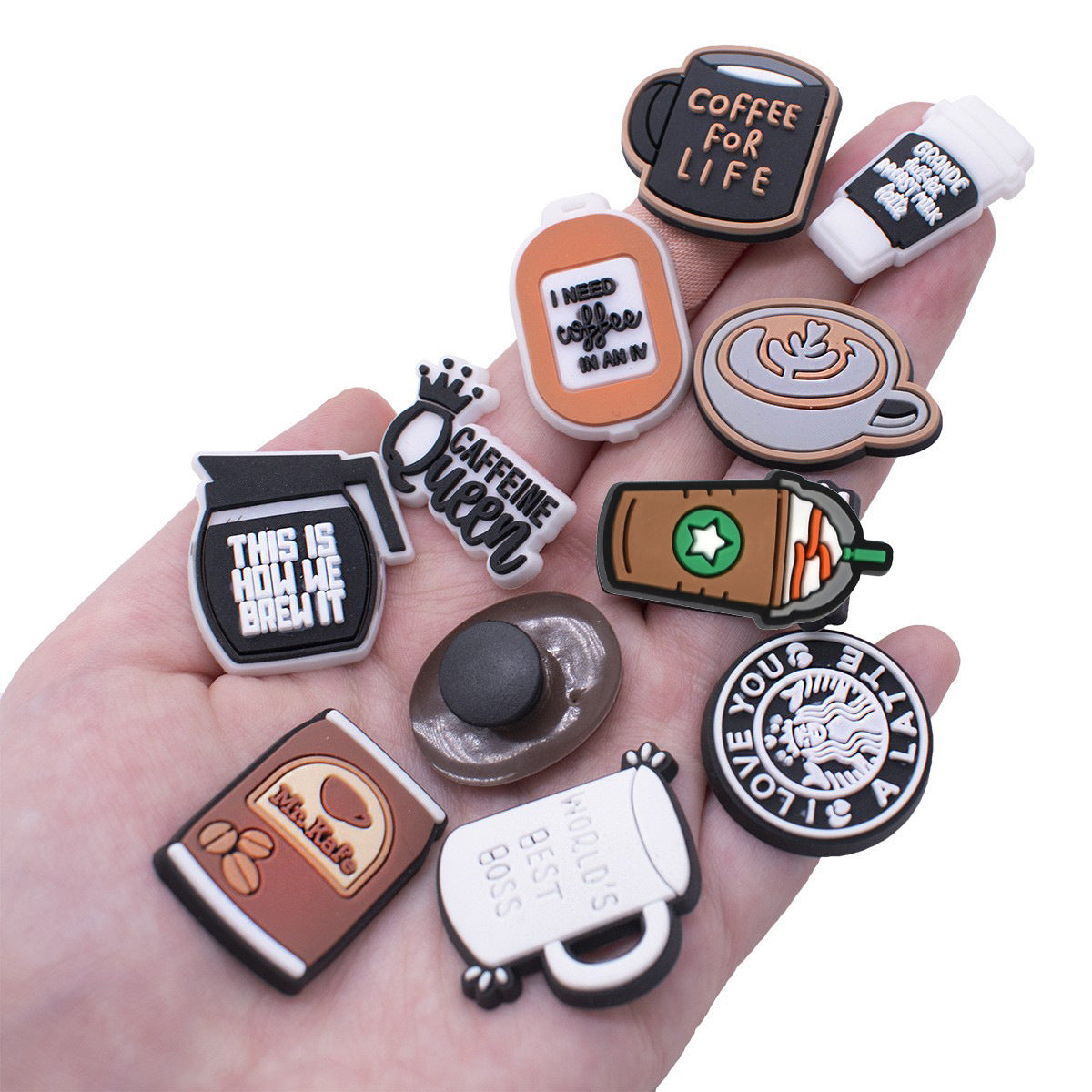 Wholesale Random 100pcs Coffee Series Shoes Accessories Shoes Charms