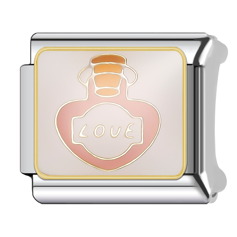 Wholesale Italian Charm Bracelet 9mm DIY Splicing Cartoon Cute Coffee Cup Stainless Steel Composable Bracelet